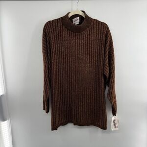 Mathias 2X‎ Metallic Bronze Ribbed Sweater NWT Made in USA Vintage Sears